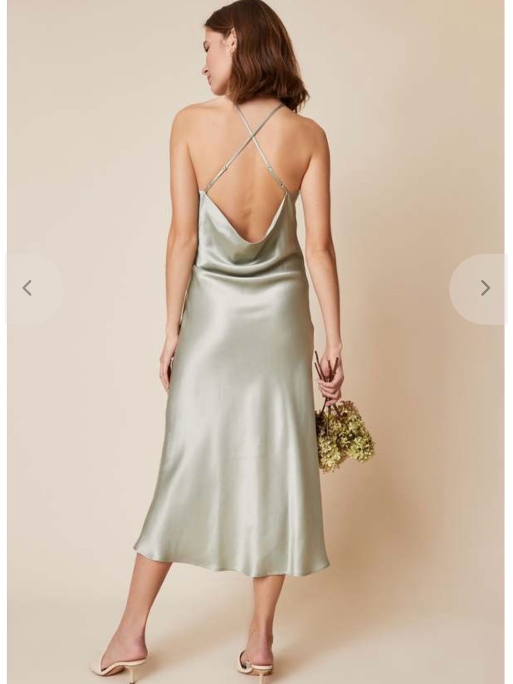 Whimsy + Row Satin Cowl Back Slip Dress - Sage Green